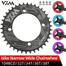 VXM 104BCD Mountain Bike Single Chainring, 7075 Aluminum Alloy 32T/34T/36T/38T Closed Tooth Chainring (Includes Chainring Bolts), Bicycle Parts