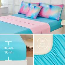 6Pcs Comforter Set For Girls Full Size Colorful Rainbow Bedding Set Galaxy Star Printed Bed Sets For Full Bed Ultra Soft Comforters With Sheet Set - ColorfulRainbow - View 4