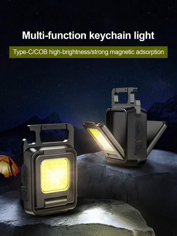 Nueva Mini Luz de Llavero, Luz de Llavero Multifuncional de 3 Cabezales, Luz de Relleno Portátil, Abrebotellas Portátil con Luz, Luz de Camping Mini para Exteriores, Luz de Trabajo Magnética Tipo C, Linterna para Exteriores, Adecuada para Camping al Aire Libre, Trabajo Nocturno, Uso Diario