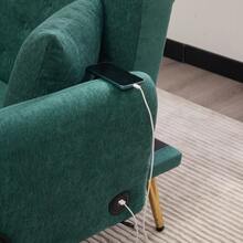 Divano da soggiorno con porte USB, porta cellulare e tasca laterale, divano multifunzionale a 2 posti con regolazione a 3 vie, divano pieghevole moderno, tessuto in ciniglia, per soggiorno e camera degli ospiti