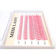 Colored Faux Mink Lash Clusters 3D Volume 20D Curl C Thickness 0.10mm Length 8-16mm Mixed Tray 100 PCS Pink Eyelash Clusters DIY Individual Lash Extensions - 粉色 - 查看 3