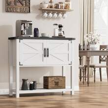 Country-Style Hallway Table With 2 Doors, Console Table With Storage Compartment, Sofa Table, Sideboard For Kitchen, Hallway, Dining Room, Living Room - 白色 - 查看 2
