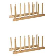 Estante multiusos de bambú, puede almacenar platos, tazones, tazas, libros, tapas de ollas, tablas de cortar, estante de secado, estante de escurrido, estante de almacenamiento, adecuado para gabinetes de cocina (mantener seco) - Marrón - Ver 20