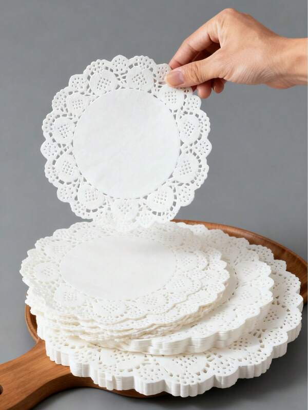 500 Stücke Blumenmuster Ölaufnahmepapier: 6.5 Inch, Küche, Restaurant, Grill, Ölaufnahmepapier, Backpapier, Kuchenpapier, Spitzenpapier, Pizzaunterlage, Frittierpapier, Luftfritteusenunterlage, Küchenessential, 50/100/300/500 Stück