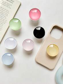 Round Glass Solid Color Phone Holder Air Cushion Stand, Minimalist Ins Style Adhesive Expandable Portable Phone Stand, Suitable For Phone Holder, Cute Round Glass Stand, Gift For Friends, Girlfriend, Christmas