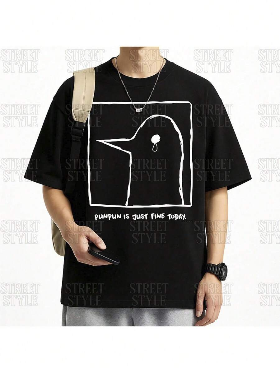 Unisex T-Shirt Good Night Pun Pun Manga Geek Men Women 100% Cotton Top Premium Streetwear New Release Immediate Shipping Various Colors!! Plus Size - màu đen - Xem 1