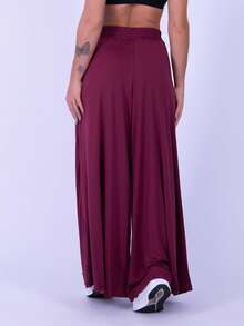 Rocca Fitness Long, Wide-Leg Microfiber Trousers By Fluit, Elegant Women's Fashion. - 紫紅色 - 查看 2