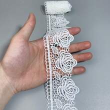 1/5/15 Yard Premium Water-Soluble Lace Trim 5.7cm/2.2inch Width - Elegant White/Red Floral And Butterfly Patterns For DIY Sewing Crafts, Wedding Dresses, Evening Gowns, And Home Decor, Polyester Lace Fabric Retro Style, Suitable For Christmas Decoration