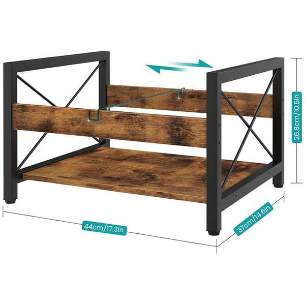 Estantería de almacenamiento de revistas/discos de vinilo de estilo vintage, combinación de hierro y madera, estantería de exhibición de discos de fonógrafo de escritorio para la sala de estar o el estudio