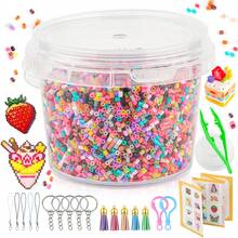 18000+ piezas Juego de cuentas de fusión de 2.6mm de colores variados, cubo de almacenamiento de plástico transparente portátil, colgante DIY, joyería, con tablero de clavijas, diversos patrones según las instrucciones, 5 piezas de llavero, cuerda colgante mixta, accesorios de colgante con borla, regalo para fiesta de Navidad, cumpleaños, Halloween, Juego de recarga de cuentas de fusión de 2.6mm multicolor