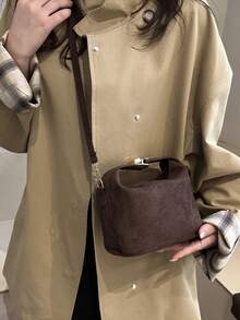 2025新款法式高端编织女士包，西式饺子包，小众质感通勤包，百搭手提包 - 咖啡 - 查看 7