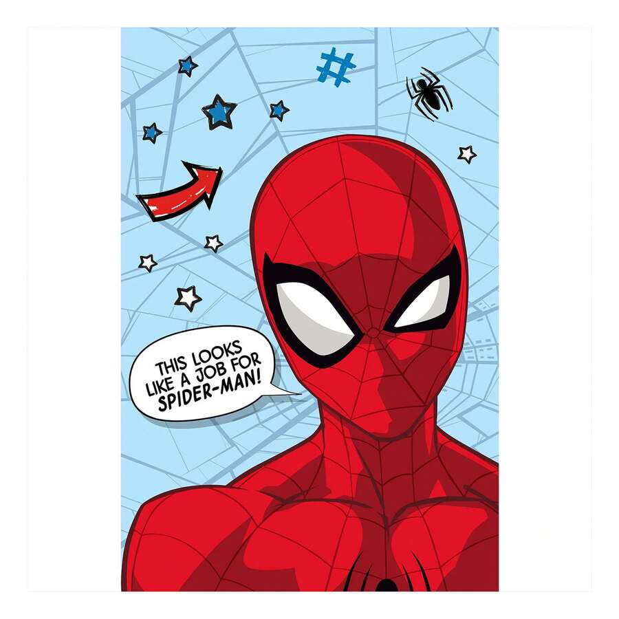Marvel Spider-Man Microflannel Star Blanket (Blue/Red) - 100% Polyester - (AG3233) - Blue - View 1