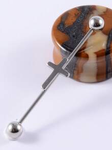 1PC Stainless Steel Threadless Cz Cross Ear Tragus Cartilage Cross Industrial Barbell Spike Lobe Helix Earrings Piercing Body Jewelry - As Shown - View 7