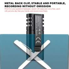 Grabadora de voz digital recargable y mini, adecuada para conferencias, reuniones, conciertos, con cancelación de ruido inteligente, activada por voz, dispositivo de grabación, reproductor de MP3 portátil USB - Grabadora activada por voz con función de reproducción, sin llavero ni cordón, con auriculares con cable