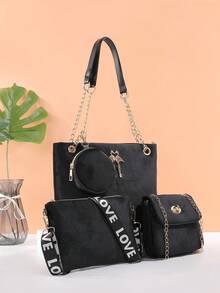 Bộ túi xách thời trang công sở, túi đeo chéo, túi đeo vai, túi tote siêu nhỏ tiện dụng dành cho nữ - màu đen - Xem 2