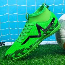 MINGBIN 一双男女通用足球鞋，适用于室外人造草坪、硬地、室内训练场、专业团队运动，系带设计，橡胶鞋底，TF短钉，轻便高性能高帮专业足球鞋，厂家直销，多种颜色可选 - 綠色 - 查看 5