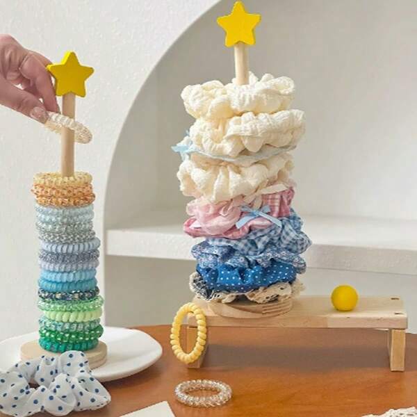 1PC Christmas Kitchen Storage Rack, Hair Scrunchie Organizer + Towel/Wipe Hanger, Multi-Purpose Roll Holder