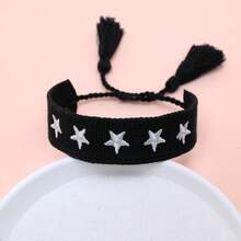 1 chiếc vòng tay ngũ giác thêu thủ công - màu đen - Xem 4