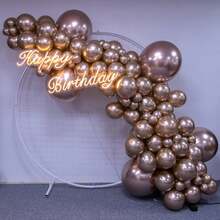 Bộ vòng hoa bóng bay vàng sâm panh kim loại 5/10/12/18 inch, bóng bay cao su dày cao cấp dùng cho đám cưới, kỷ niệm, đính hôn, sinh nhật, tốt nghiệp, lễ rửa tội, tiết lộ giới tính, tiệc độc thân, tiệc tắm, vật dụng trang trí tiệc - Vàng sâm panh - Xem 6