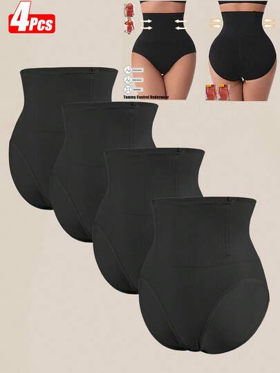 4 Pcs High Waist Tummy Control Shapewear Panties Waist Trainer Body Shaper Bottoms Tummy Control Panties Slimming Sheath Woman Flat Belly Hip Butt Lifter Briefs Panty Seamless Underwear Women Shaping Shorts