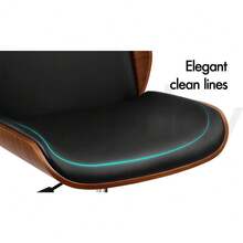 ALFORDSON Wooden Office Chair Computer Chairs Wood Seat PU Leather Black