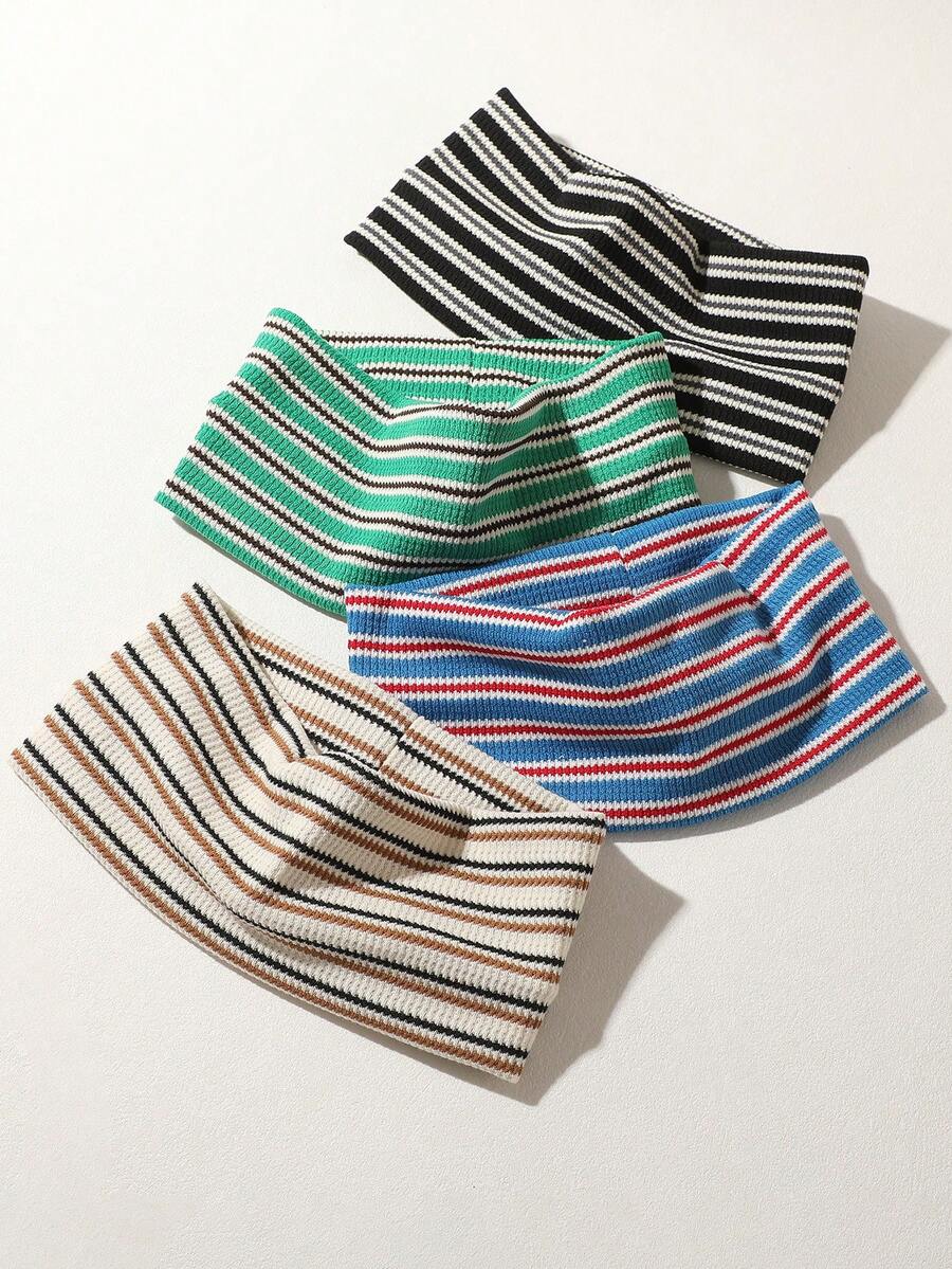 1 Stück/4 Stücke Retro gestreiftes gestricktes Damen Stirnband, geeignet für den täglichen Gebrauch, Lässig veranstaltungen, Sport & Fitness, rutschfest & schweißabsorbierend, Haarschmuck Damen Bandanas, weiche Haarbänder für den Winter