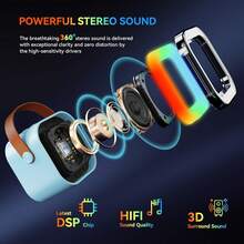 Portable Speaker With LED Lights, Sound And Microphone - Blue - View 2