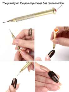 3D银色金属铆钉美甲装饰品，3D合金朋克美甲配件Y2K哥特星空行星铆钉锥形美甲用品，金色美甲打孔笔，美甲凝胶指甲油美甲沙龙用品 - 彩色 - 查看 11