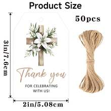 50 piezas Etiquetas de regalo con patrón floral para agradecer - Etiquetas de favor de de cruz con cuerdas, etiquetas de favor de fiesta de papel vintage blanco, adecuadas para bodas, cumpleaños, ocasiones de oración - Multicolor - Ver 10