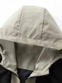 Plus Size Men's Long Sleeve Casual Hooded Sports Jacket With Pockets , Lightweight Windbreaker, Regular Fit, Machine Washable, Polyester Fabric With Color Blocking, Fall