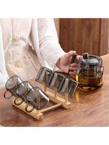 1pc Heat-Resistant Transparent Glass Cup With Handle, Suitable For Home, Office, KTV, Great For Drinking Water, Tea, Beverages, Espresso, Etc. [Note: Cup Only, No Cup Holder] - Black - View 6