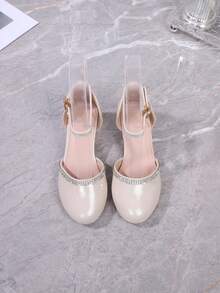 2025 New Pointed Toe Chunky Heel Teenage Princess Soft Bottom Crystal High Heel Shoes, Suitable For Spring, Autumn And All Seasons