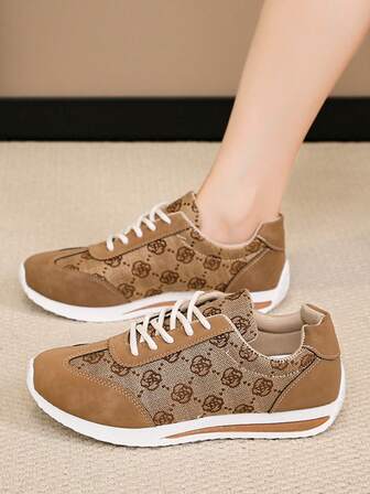 Women's Lightweight, Fashionable Embroidered Casual Sneakers With Soft Soles, Versatile For Everyday Wear, Spring/Autumn