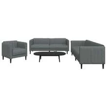 vidaXL 3-Teiliges Sofa-Set, Dunkelgrau Stoff - Grau - Übersicht 1