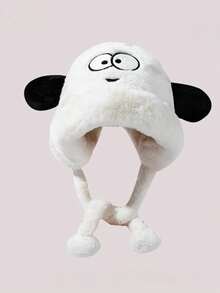 Süßer Cartoon Welpen Ohrenklappen Hut für Frauen, warm und dick für Herbst/Winter