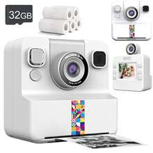 Máy ảnh kỹ thuật số cầm tay in tức thì với ống kính selfie xoay 180° | In, chia sẻ và trang trí tức thì với giấy tích hợp | Màn hình LCD 2,4", độ phân giải HD 1080P, hiệu ứng âm nhạc và âm thanh | Phụ kiện du lịch và tiệc tùng vui nhộn và sáng tạo | Làm quà tặng (Hồng/Xanh dương/Tím), Pin sạc 1300mAh thích hợp làm quà tặng du lịch, tiệc tùng, sinh nhật, Giáng sinh và năm mới - ZSK-Nhiều màu - Xem 2