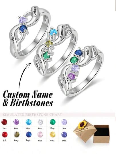 1pc Personalized Birthstone Ring, Gift For Mom, Customized Jewelry, Gift For Grandma, Infinity Symbol Family Ring