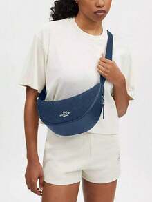 Coach 29 Pace Borsa hobo carina in pelle, borsa a tracolla per donna, borsa a spalla con chiusura lampo superiore, borsa casual a tracolla regolabile per signora, blu