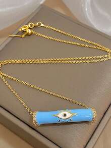 1 Pc Colorful Evil Eye Charm Necklace For Women Stainless Steel Chain Necklace Daily Party Jewelry Christmas Gifts