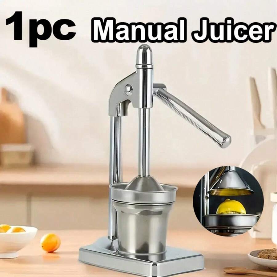 1pc Heavy - Duty Manual Juicer, Stainless Steel Material, Durable Citrus Juice Extractor; Sleek & Modern Style, Silver Color, Vertical Press Shape With Ergonomic Handle, Stable Heavy Base, Easy - To - Clean Design Detail. Ideal For Efficiently Squeezing Juices From Oranges, Lemons, Grapefruits And More. Kitchen Essential Perfect For Home Use, Kitchen Prep, Making Fresh Juices For Summer Drinks, Daily Health & Great As A Gift For Cooking Enthusiasts, Health - Conscious People On Birthdays, Christmas - Bạc - Xem 1