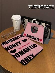 1 Piece, Creative Text Love Double-Sided Printed IPad Tablet Protective Cover, 3-Fold Rotating Anti Bending Transparent Acrylic Hard Shell, Thickened Silicone Four Corner Anti Drop Design, Missing Marked Hole Position, Supports Automatic Wake-Up/Sleep Function, Compatible With IPad 10/9/Pro 11 2024/IPad 11