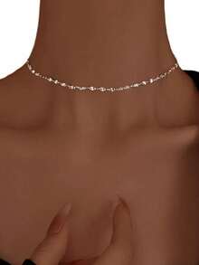 1 pieza Collar de clip de papel de plata de ley 925, collar de clip de papel retro simple para mujeres, regalo para la novia