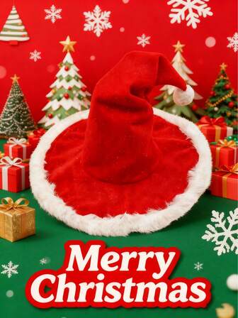 Red Christmas Hats, Witch Hats, Little Red Riding Hoods, Red Felt Hats (Stage Photography Props); A Comfortable Thick-Fur Christmas Hat, Perfect For New Year's Parties And Festive Gatherings