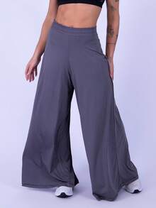 Rocca Fitness Long, Wide-Leg Microfiber Trousers By Fluit, Elegant Women's Fashion. - 灰色 - 查看 1