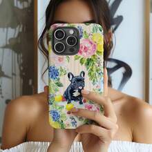 French Bulldog Phone Case, Cute Watercolor Puppy Cover, Floral & Fruity For IPhone - 白色 - 查看 2