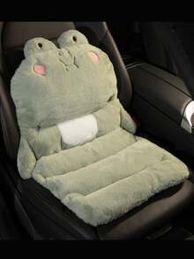 1 pieza Cojín de asiento de coche de peluche - Lindo cojín de apoyo lumbar con diseño de dibujos animados, cojín de asiento elevador y cálido, cojín de asiento de coche con tema de animales adorables para invierno, suave/ligero/portátil/lavable a máquina, confort para todas las estaciones, peluche grueso para calidez y protección, se adapta a coches y sillas de casa, mejora la comodidad y la diversión del asiento, esencial para fríos inviernos