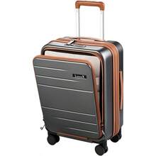 Carry On Luggage 22x14x9 Airline Approved FLO5 Expandable Polycarbonate Suitcase With Front Pocket FX-Core Brown-Black 20 Inch - 棕黑色 - 查看 2