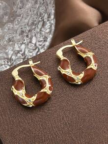 3pairs Vintage Textured U-Shaped Hoop Earrings For Women, Simple And Elegant Design