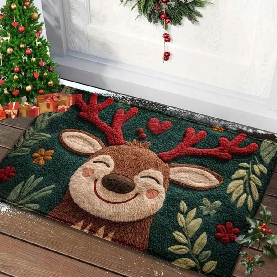 Alfombra navideña para puerta, Papá Noel rojo, exterior e interior, alfombra de hombre de jengibre, Año Nuevo 2026, Feliz Navidad, decoración del hogar, alfombrilla para pies - B - Ver 1