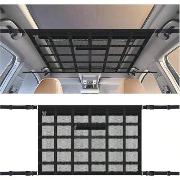 Upgrade Car Ceiling Cargo Net Pocket With ZipDouble Layers+Avoid Sagging Roof Cargo Bag For Toy Quilts Tickets Universal Road Trip Essentials Car Organizers And Storage For Truck SUV